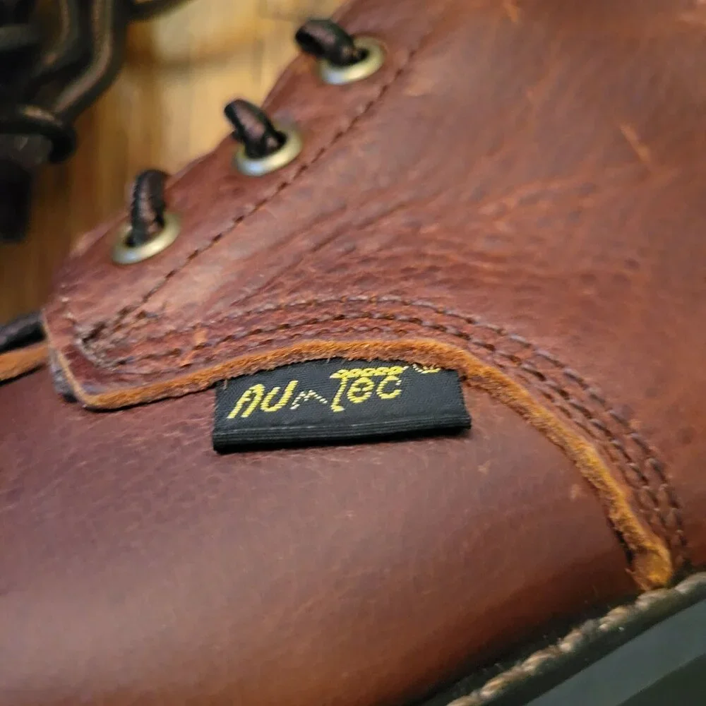 Ad Tec Girls 2 Brown Leather Packer‎ Boots Stacked Heel Water Repellant 4173